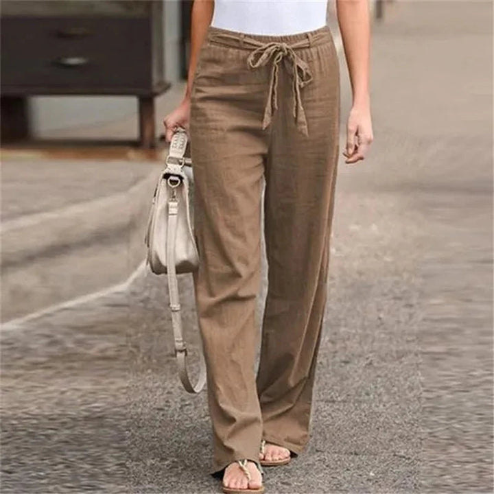 Pantalones anchos casuales para mujer con lazo - Pantalones modernos para uso diario