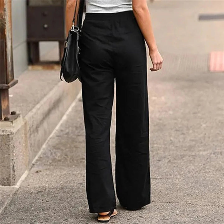 Pantalones anchos casuales para mujer con lazo - Pantalones modernos para uso diario