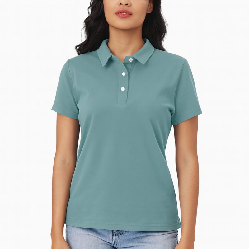 Polo de mujer de manga corta con cuello clásico