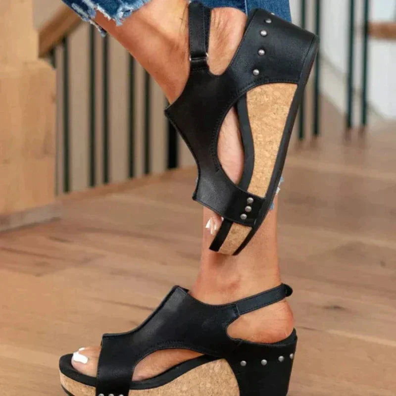 Sandalias de tacón cuña para mujer con plantilla anatómica, diseño elegante y ajustable