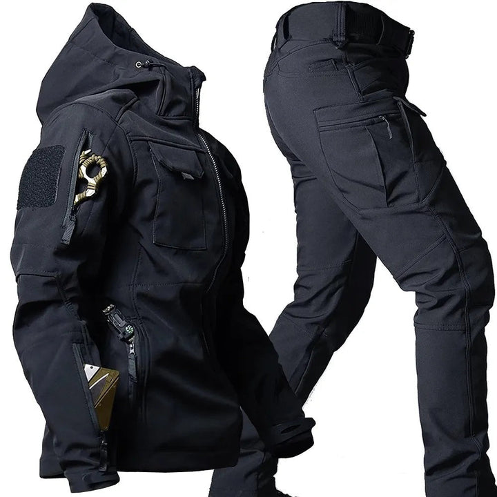Ensemble pour homme en softshell imperméable et coupe-vent pour randonnées et camping