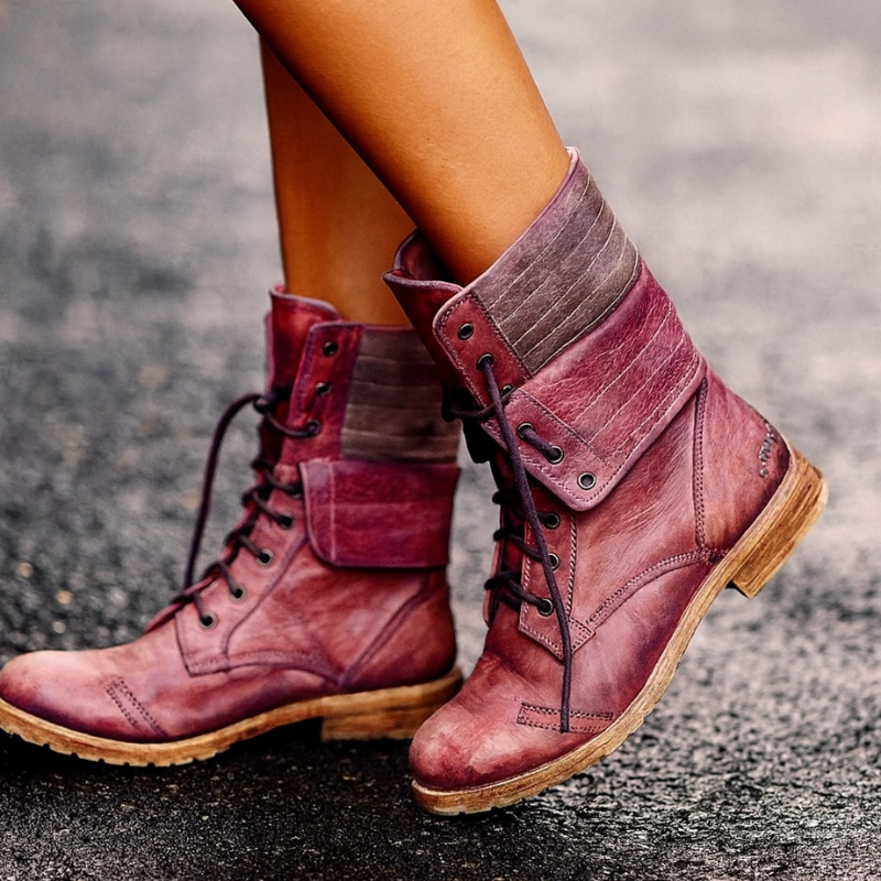 Botas elegantes de piel sintética para mujer - Botas altas de moda otoño invierno