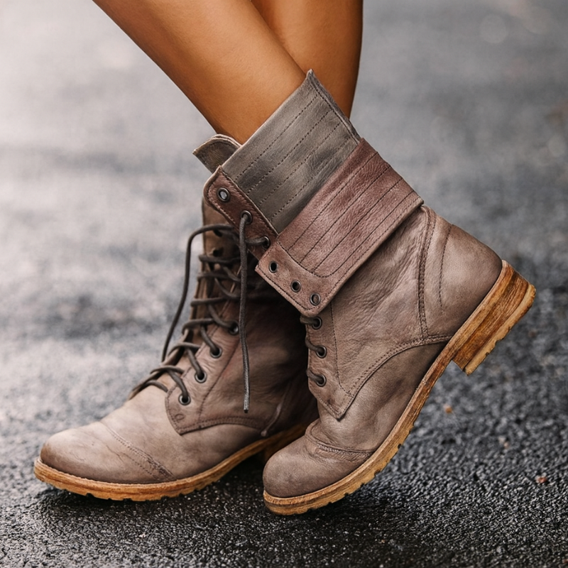 Botas elegantes de piel sintética para mujer - Botas altas de moda otoño invierno