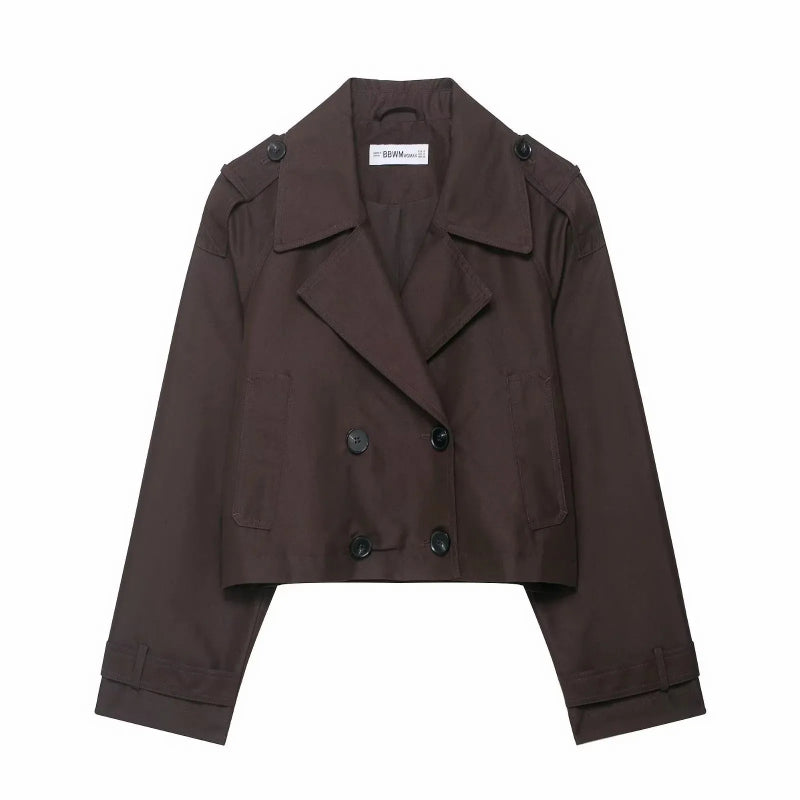 Trench da Donna Doppiopetto con Tasche – Giacca Elegante per Ufficio e Tempo Libero 2