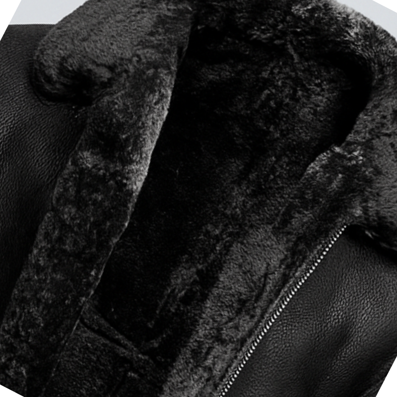 Herren Winterjacke aus Leder mit Futter aus Pelz
