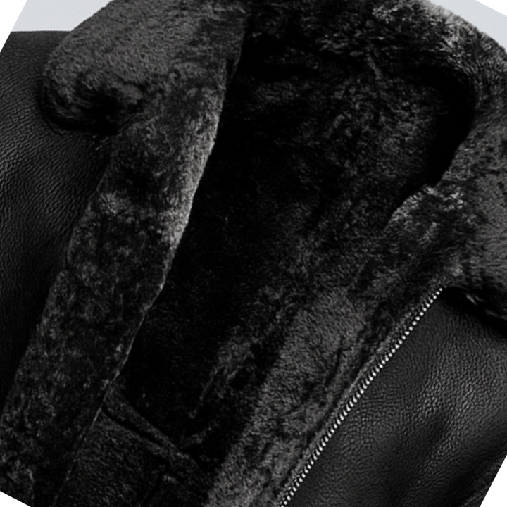 Herren Winterjacke aus Leder mit Futter aus Pelz