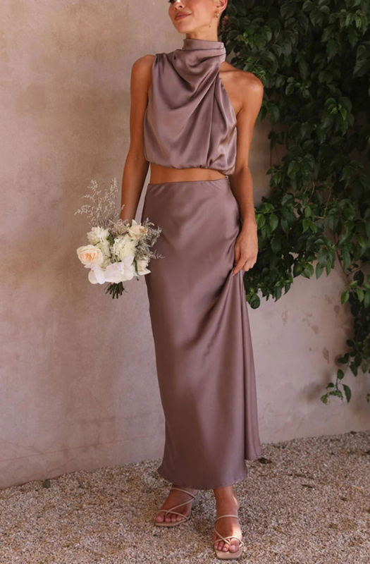 Abito Elegante da Donna con Gonna Maxi - Vestito Cerimonia Donna, Vestiti Eleganti per Eventi Formali