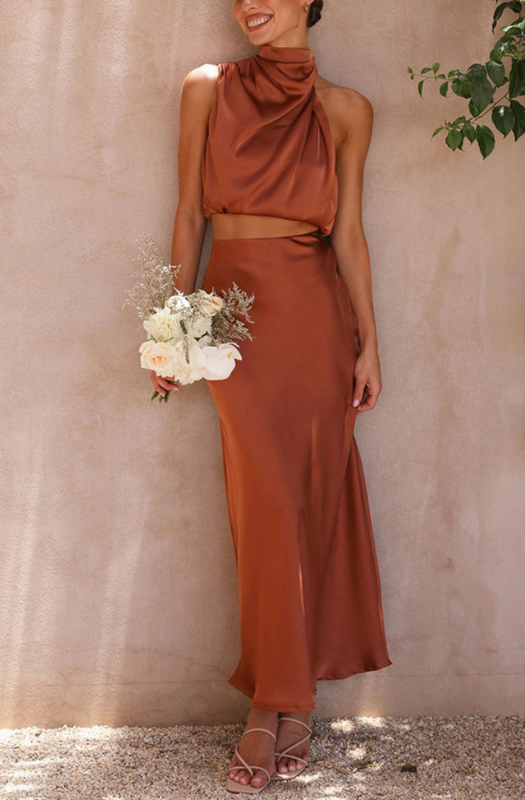 Abito Elegante da Donna con Gonna Maxi - Vestito Cerimonia Donna, Vestiti Eleganti per Eventi Formali