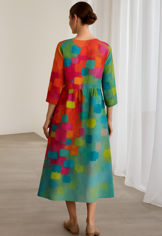 Buntes Sommerkleid für Damen - Leichtes und Atmungsaktives Sommerkleid mit Lebhaftem Druck für Sommeranlässe
