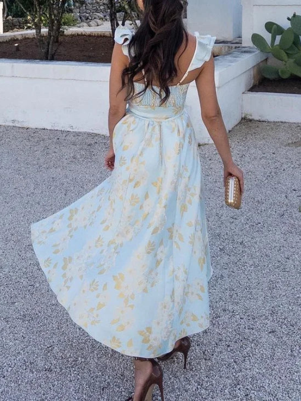 Sommerkleid für Damen mit Schleife in der Taille und Schmetterlingsärmeln - Elegantes und schickes Sommerkleid