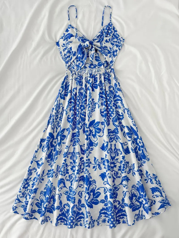 Sommerkleid Midi Damen - Elegantes Sommerkleid mit verstellbaren Trägern für legere und formelle Anlässe