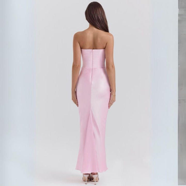 Abito Maxi Ohne Träger für Frauen mit Drapierung und Korsett-Oberteil, Elegant und Raffiniert