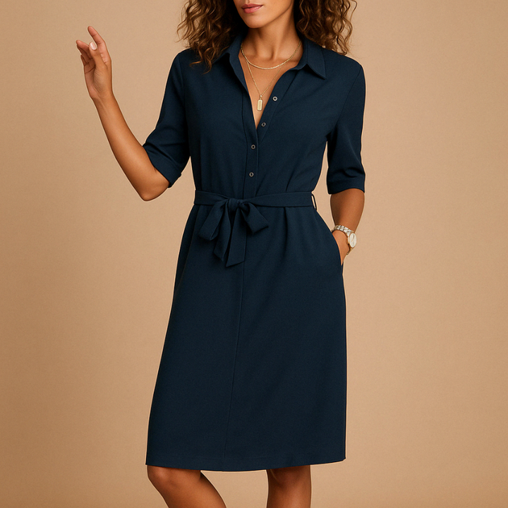 Elegantes und lässiges Midi-Kleid für Damen - Knopfverschluss