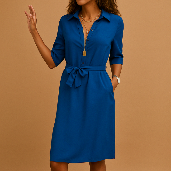 Elegantes und lässiges Midi-Kleid für Damen - Knopfverschluss