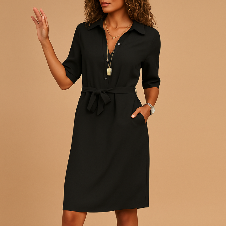 Elegantes und lässiges Midi-Kleid für Damen - Knopfverschluss