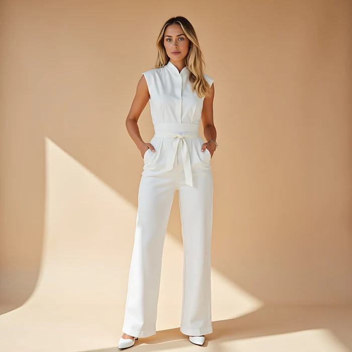 Tuta Elegante Senza Maniche da Donna con Cintura