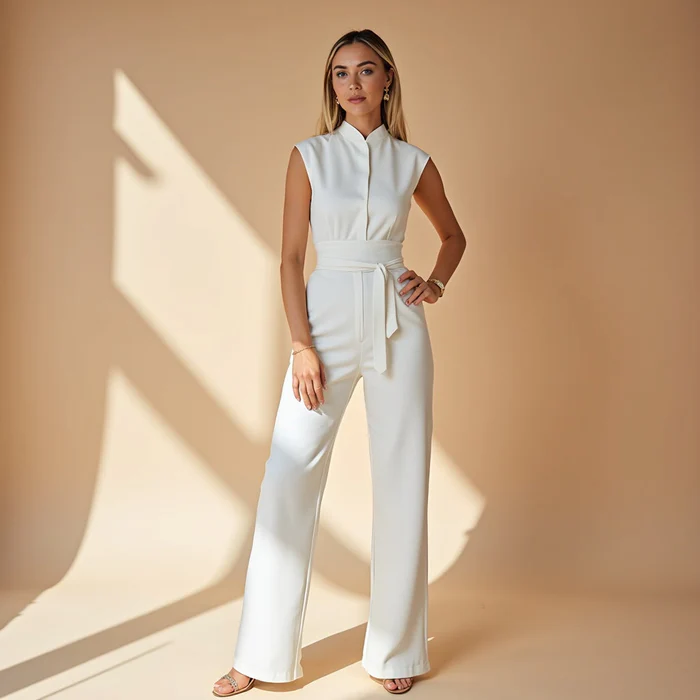 Tuta Elegante Senza Maniche da Donna con Cintura