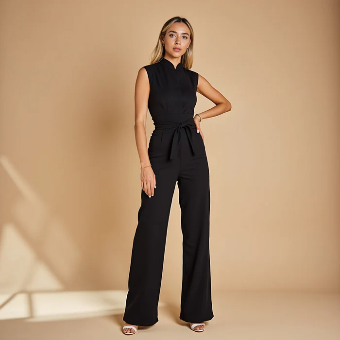 Tuta Elegante Senza Maniche da Donna con Cintura