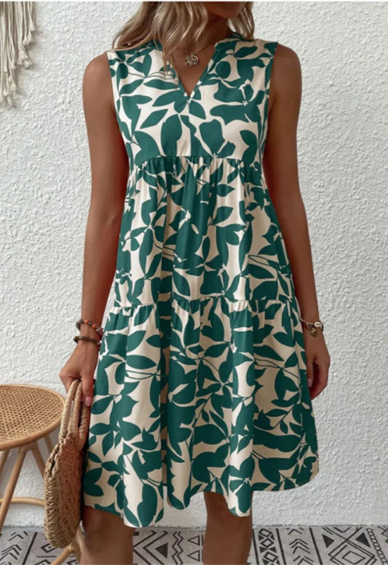 Sommerkleid Damen A-Linie mit Blumenmuster - Elegantes Sommerkleid für Anlässe und warme Tage