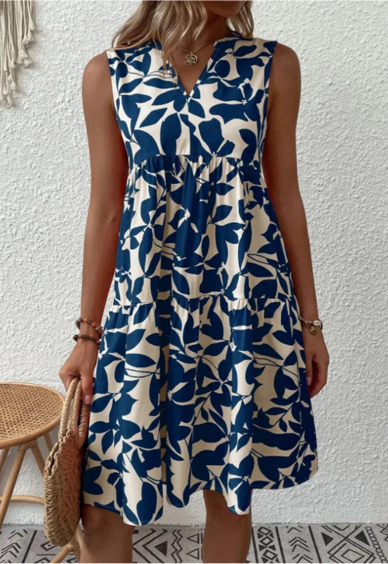 Sommerkleid Damen A-Linie mit Blumenmuster - Elegantes Sommerkleid für Anlässe und warme Tage