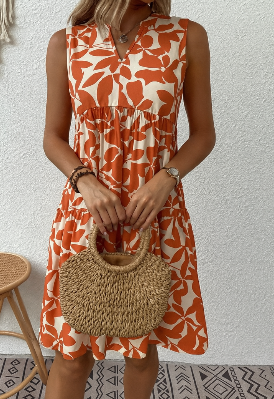 Sommerkleid Damen A-Linie mit Blumenmuster - Elegantes Sommerkleid für Anlässe und warme Tage