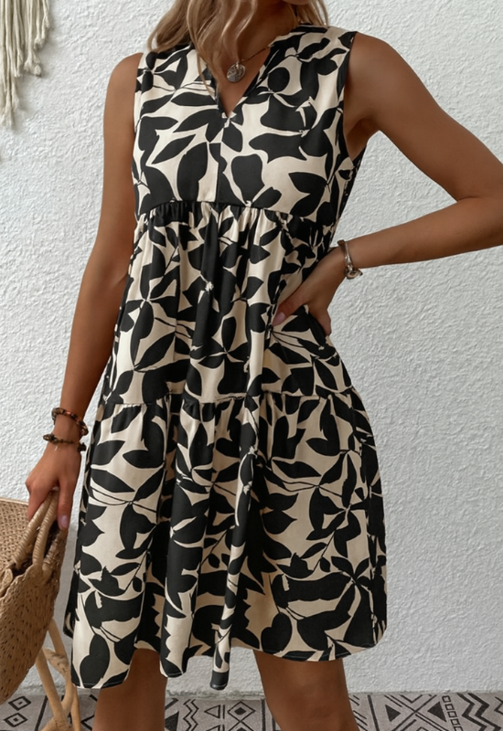 Sommerkleid Damen A-Linie mit Blumenmuster - Elegantes Sommerkleid für Anlässe und warme Tage