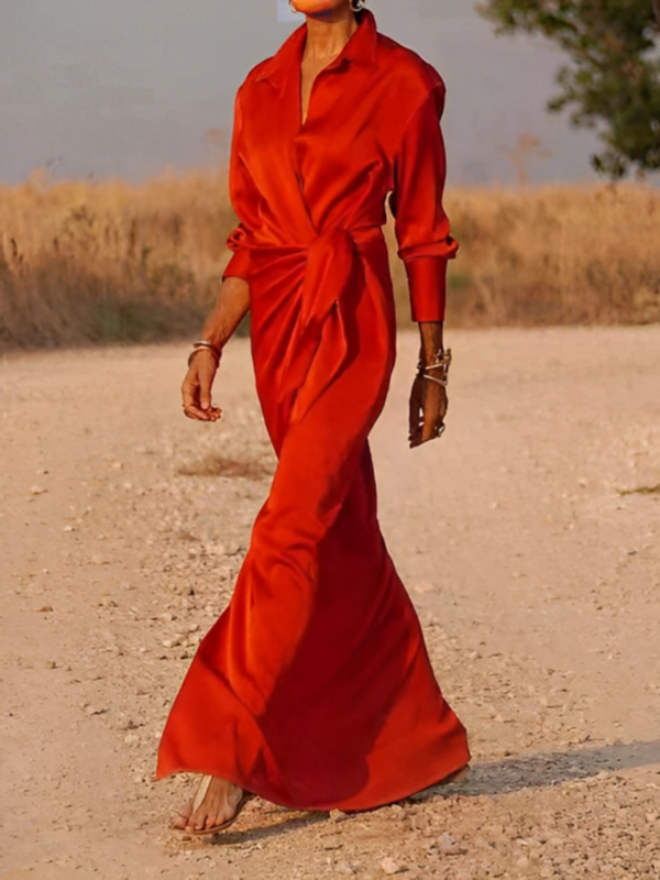 Elegantes Langkleid für Damen mit Schleife für Zeremonien und besondere Anlässe
