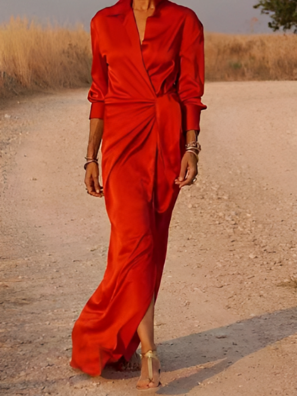 Elegantes Langkleid für Damen mit Schleife für Zeremonien und besondere Anlässe