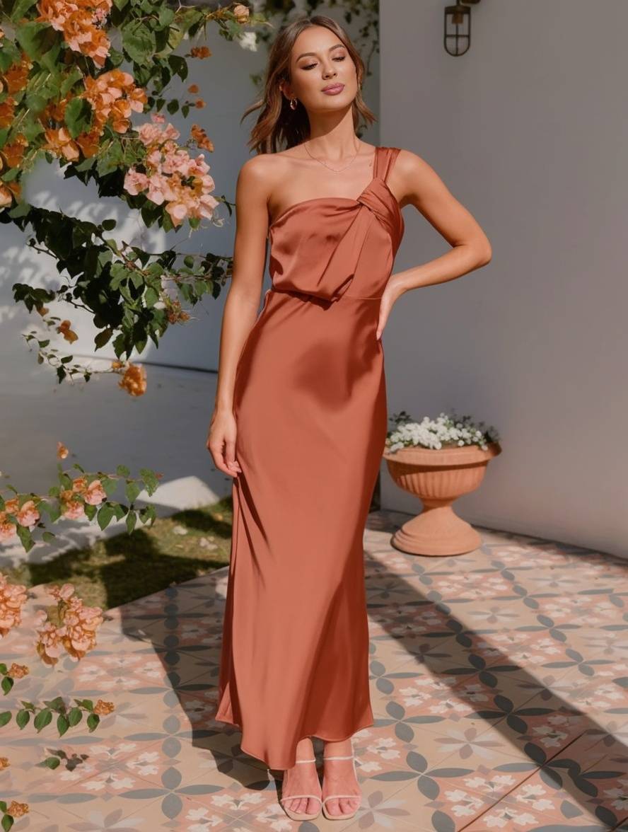 Abito Maxi Donna Elegante con Spalla Scoperta per Cerimonie e Eventi Formali 3