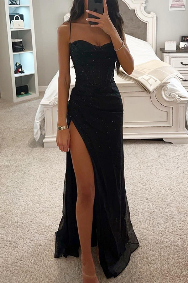 Abito da Donna Maxi con Paillettes e Corsetto per Cerimonia e Eventi Eleganti 0