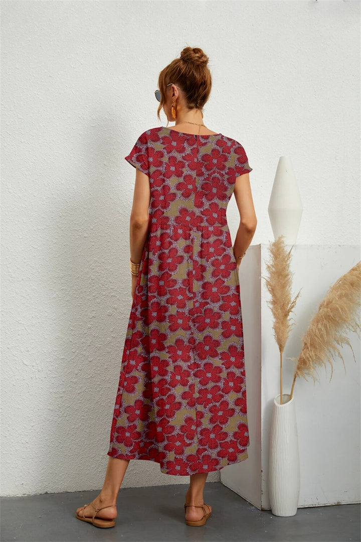 Abito da Donna Midi Floreale con Tasche, Stile Casual e Vestibilità Ampia 1