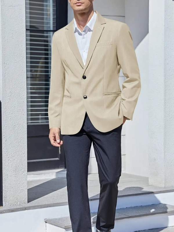 Blazer Uomo Casual con Spalle Strutturate e Chiusura a Bottone, Vestibilità Slim per Eventi e Ufficio