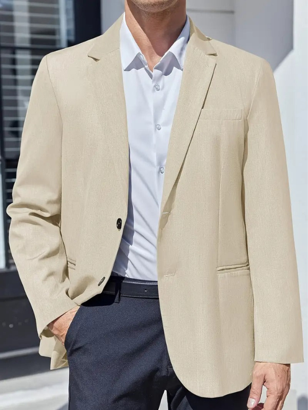 Blazer Uomo Casual con Spalle Strutturate e Chiusura a Bottone, Vestibilità Slim per Eventi e Ufficio