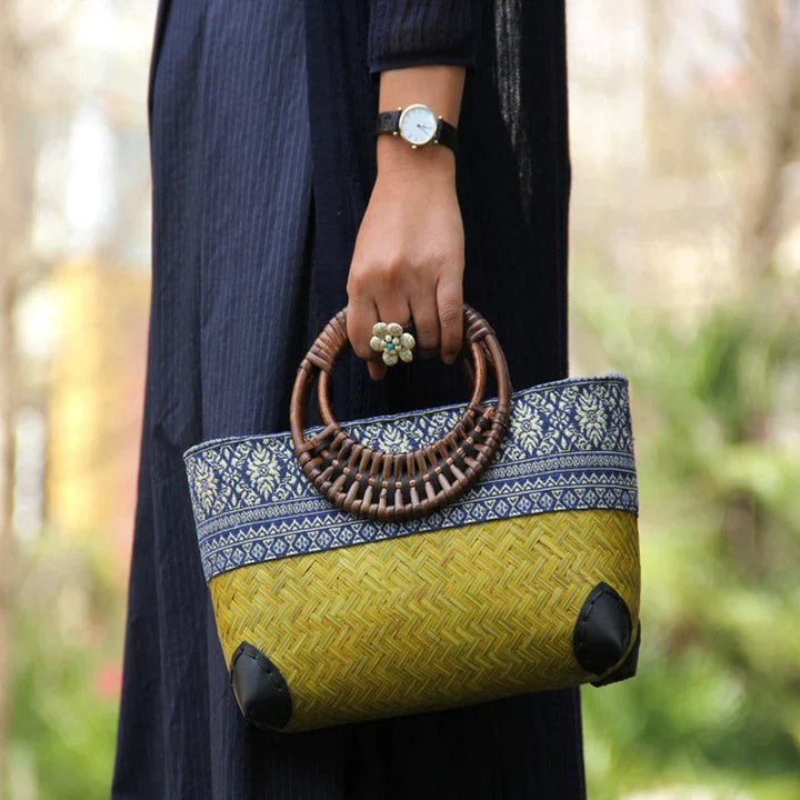 Borsa Boema Tessuta a Mano - Manici in Legno 0