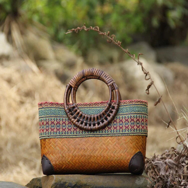 Borsa Boema Tessuta a Mano - Manici in Legno 1