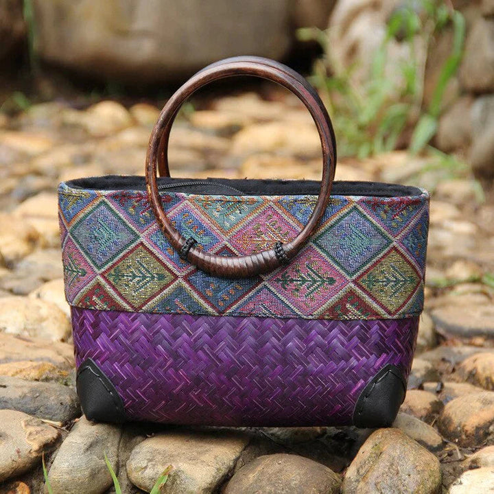 Borsa Boema Tessuta a Mano - Manici in Legno 2
