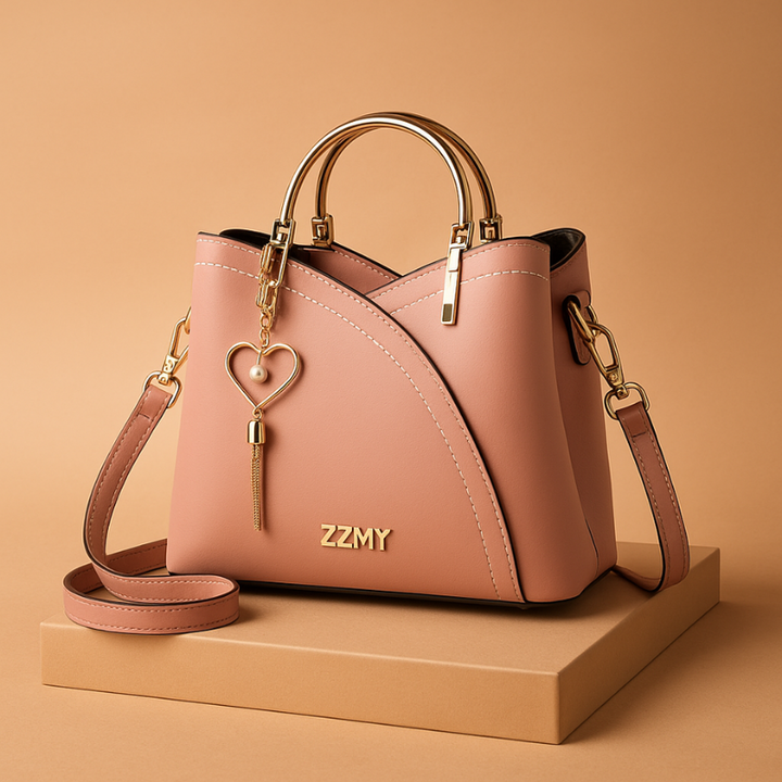 Borsa Moderna da Donna con Manico in Metallo e Ciondolo