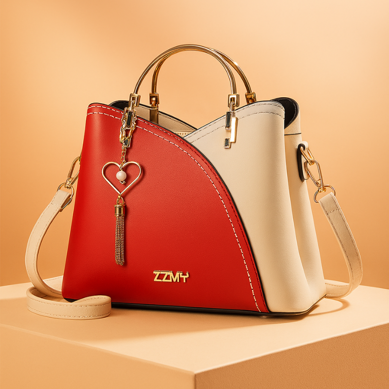 Borsa Moderna da Donna con Manico in Metallo e Ciondolo
