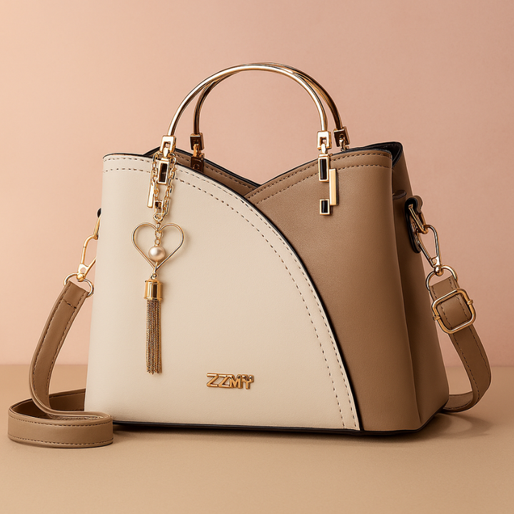 Borsa Moderna da Donna con Manico in Metallo e Ciondolo