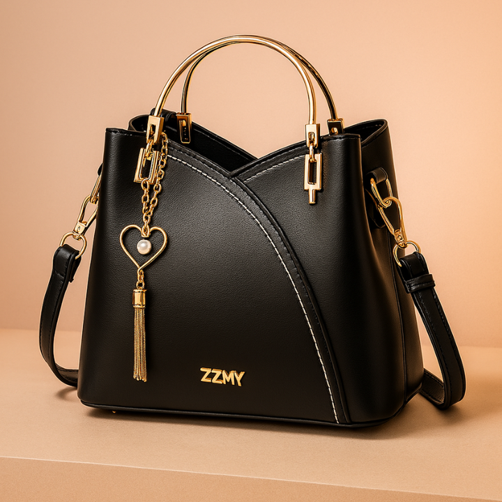 Borsa Moderna da Donna con Manico in Metallo e Ciondolo