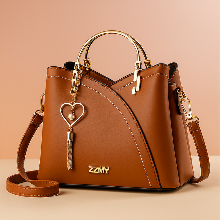Borsa Moderna da Donna con Manico in Metallo e Ciondolo