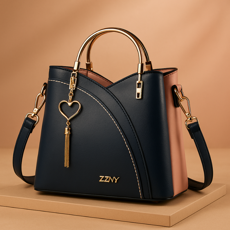 Borsa Moderna da Donna con Manico in Metallo e Ciondolo