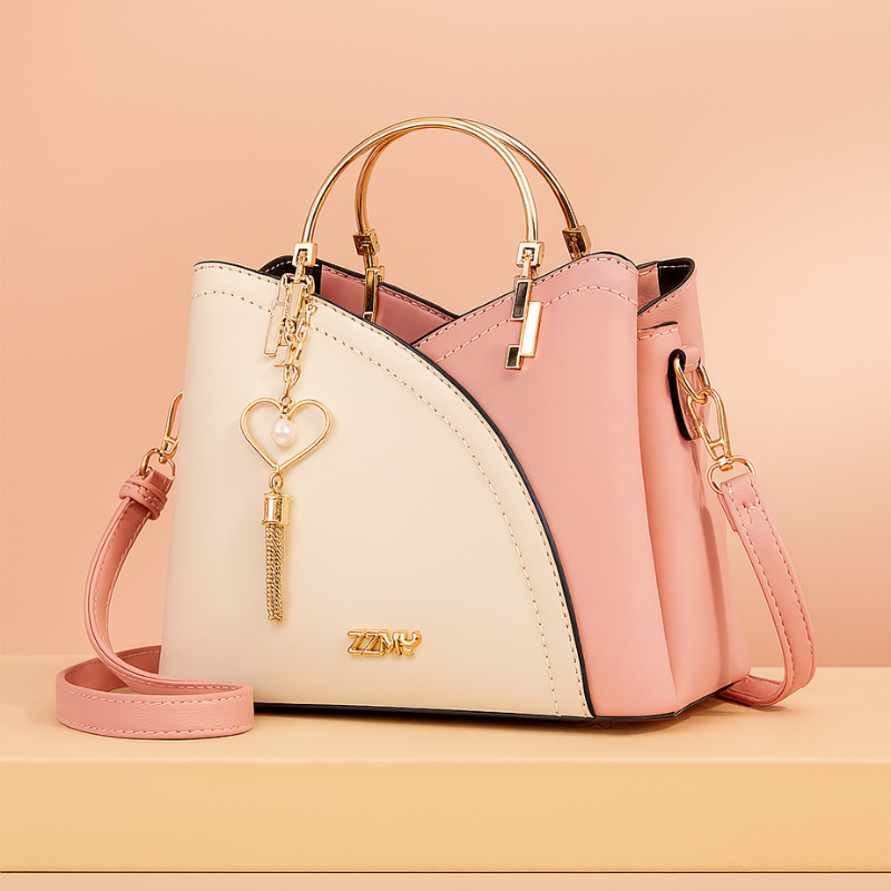 Borsa Moderna da Donna con Manico in Metallo e Ciondolo