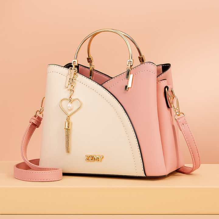 Borsa Moderna da Donna con Manico in Metallo e Ciondolo