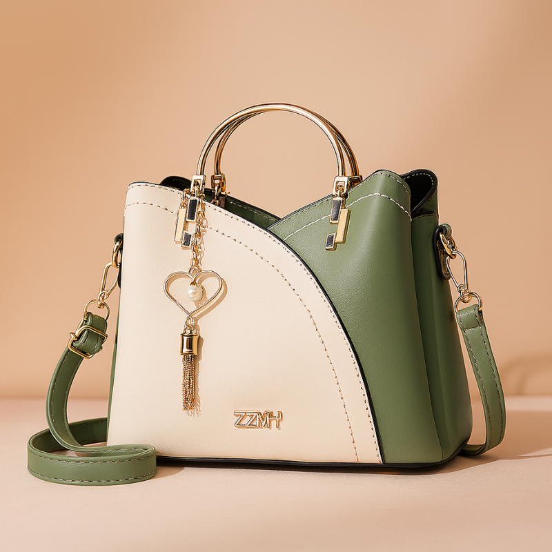 Borsa Moderna da Donna con Manico in Metallo e Ciondolo