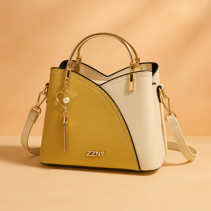 Borsa Moderna da Donna con Manico in Metallo e Ciondolo