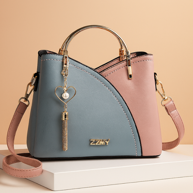 Borsa Moderna da Donna con Manico in Metallo e Ciondolo