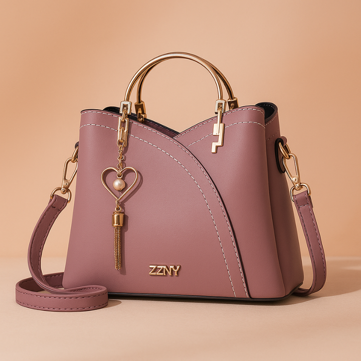 Borsa Moderna da Donna con Manico in Metallo e Ciondolo