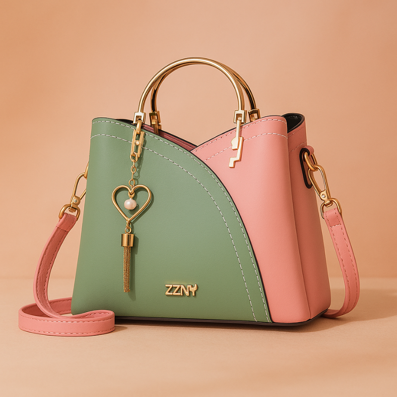 Borsa Moderna da Donna con Manico in Metallo e Ciondolo