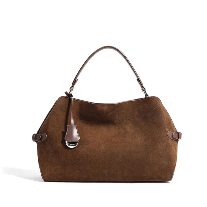 Borsa a Tracolla da Donna in Pelle Scamosciata Marrone - Funzionale